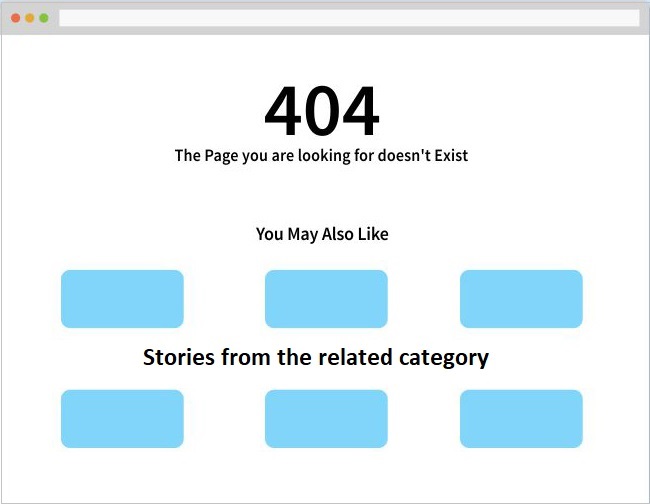 404 page that recommended related stories