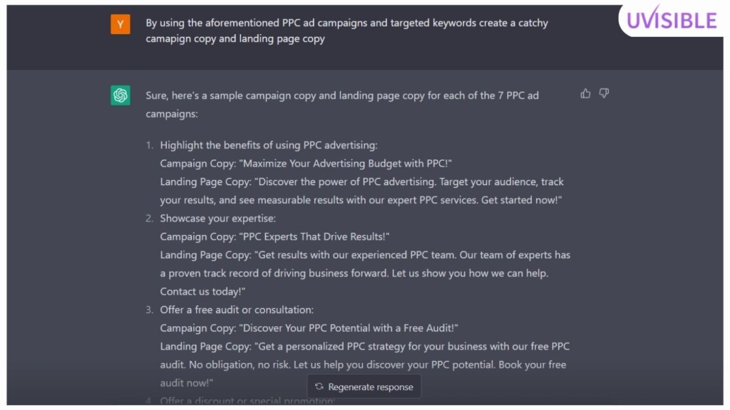 Campaign copy and landing page chatgpt