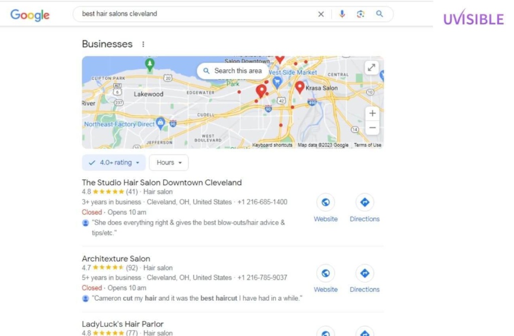 Google My Business for hair salon- salon digital marketing